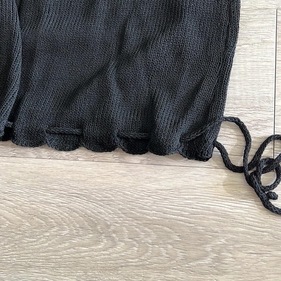 VINTAGE EMBELLISHED 80s Feather red Rosette 1-sleeved knit jersey black 6 - Picture 10 of 16